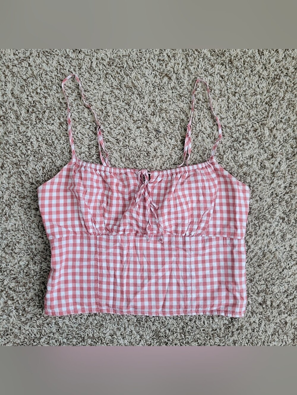 Abercrombie & Fitch Tank Top Cami Shirt Red Pink White Gingham Plaid Check Small
